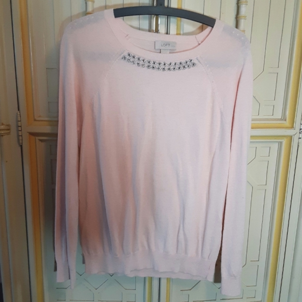 LOFT lightweight sweater beaded embellishments